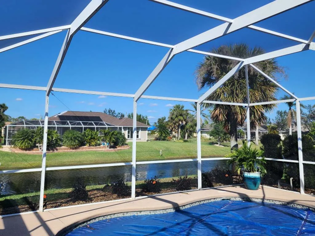 Pool-cage framing presented on REMI Companies’ public website